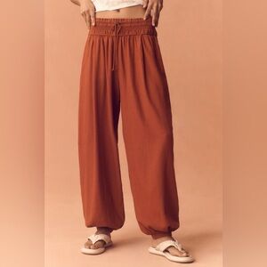Anthropologie Linen Smocked Balloon Pants